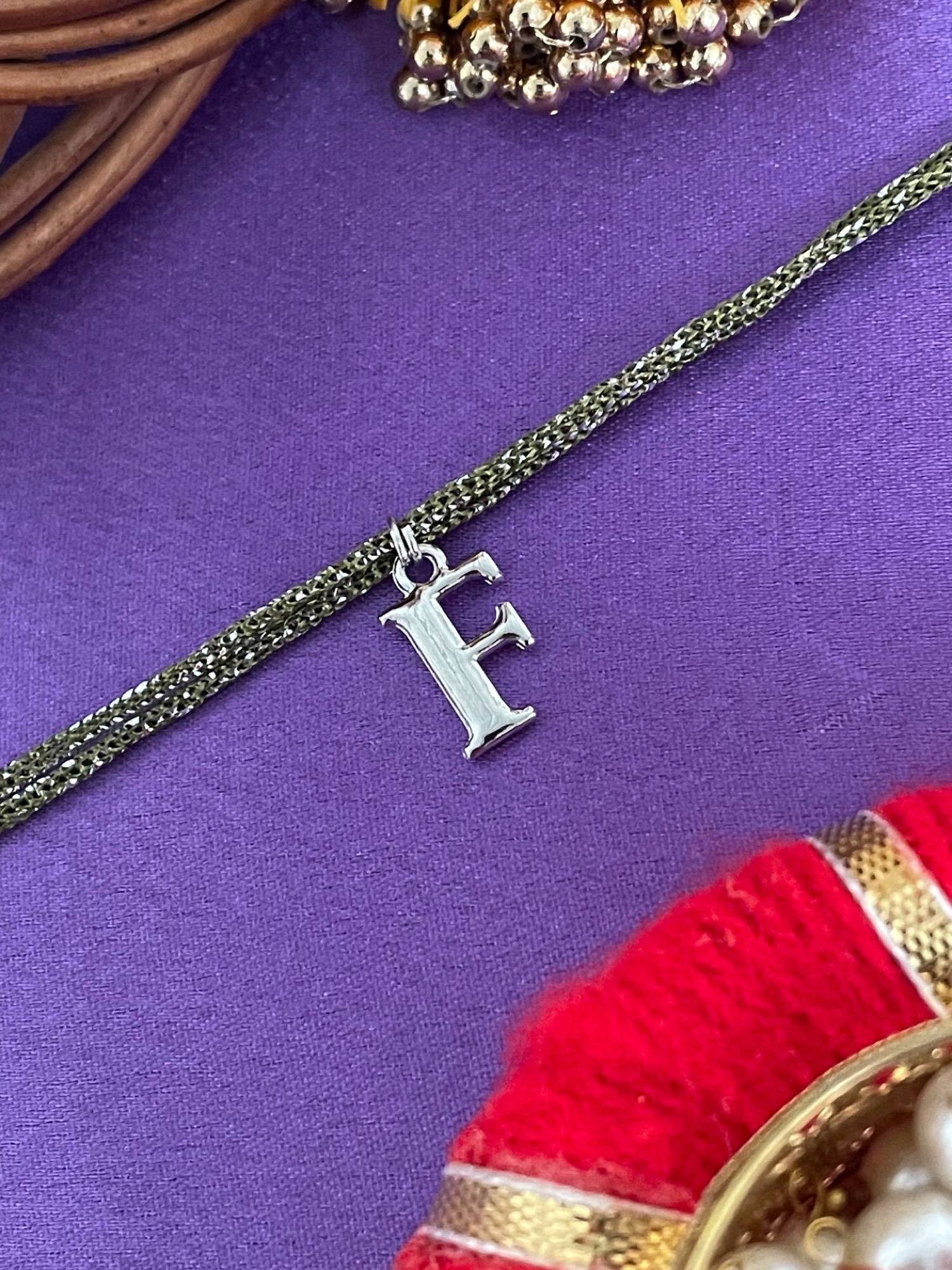 Digital Dress Room F Letter Silver Plated Rakhi