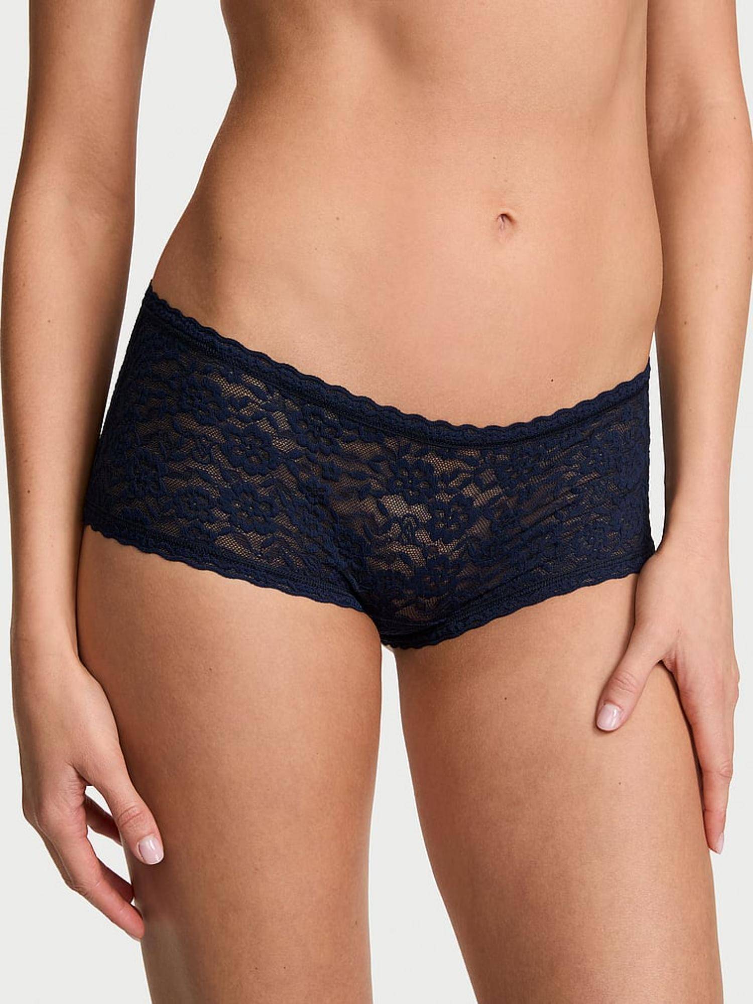 Victoria's Secret Navy Blue The Lacie Lace Low Rise Boyshort (L)