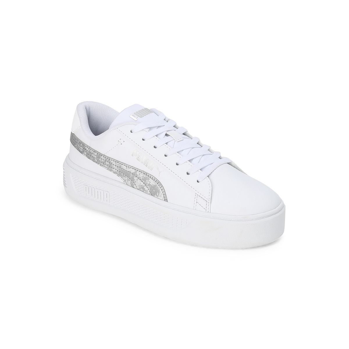 Buy Puma Smash Platform v3 Metallics Women White Sneakers Online