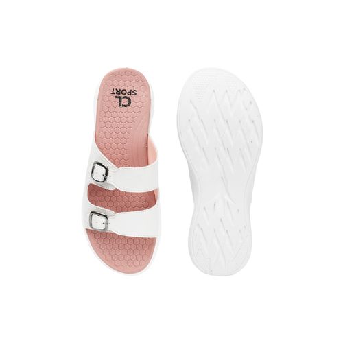 Buy Carlton London White Comfort Women's Buckle Sandals Online