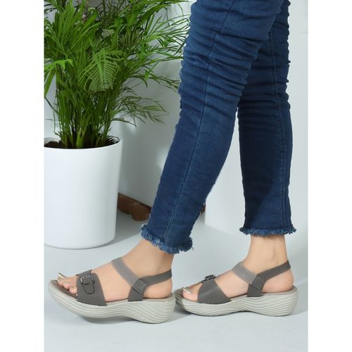 Buy Carlton London Grey Comfort Women's Hook Loop Sandals Online