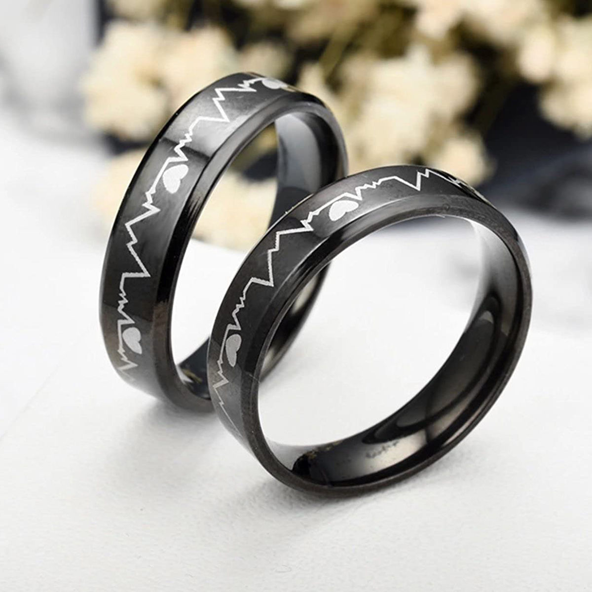 Titanium Wedding Band - Unisex Brushed Silver/black Engagement Ring