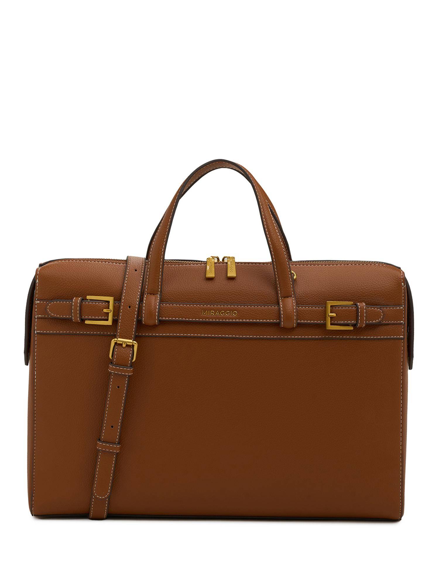 MIRAGGIO Shalom 14 Inch Laptop Bag With Detachable Strap - Tan (L)