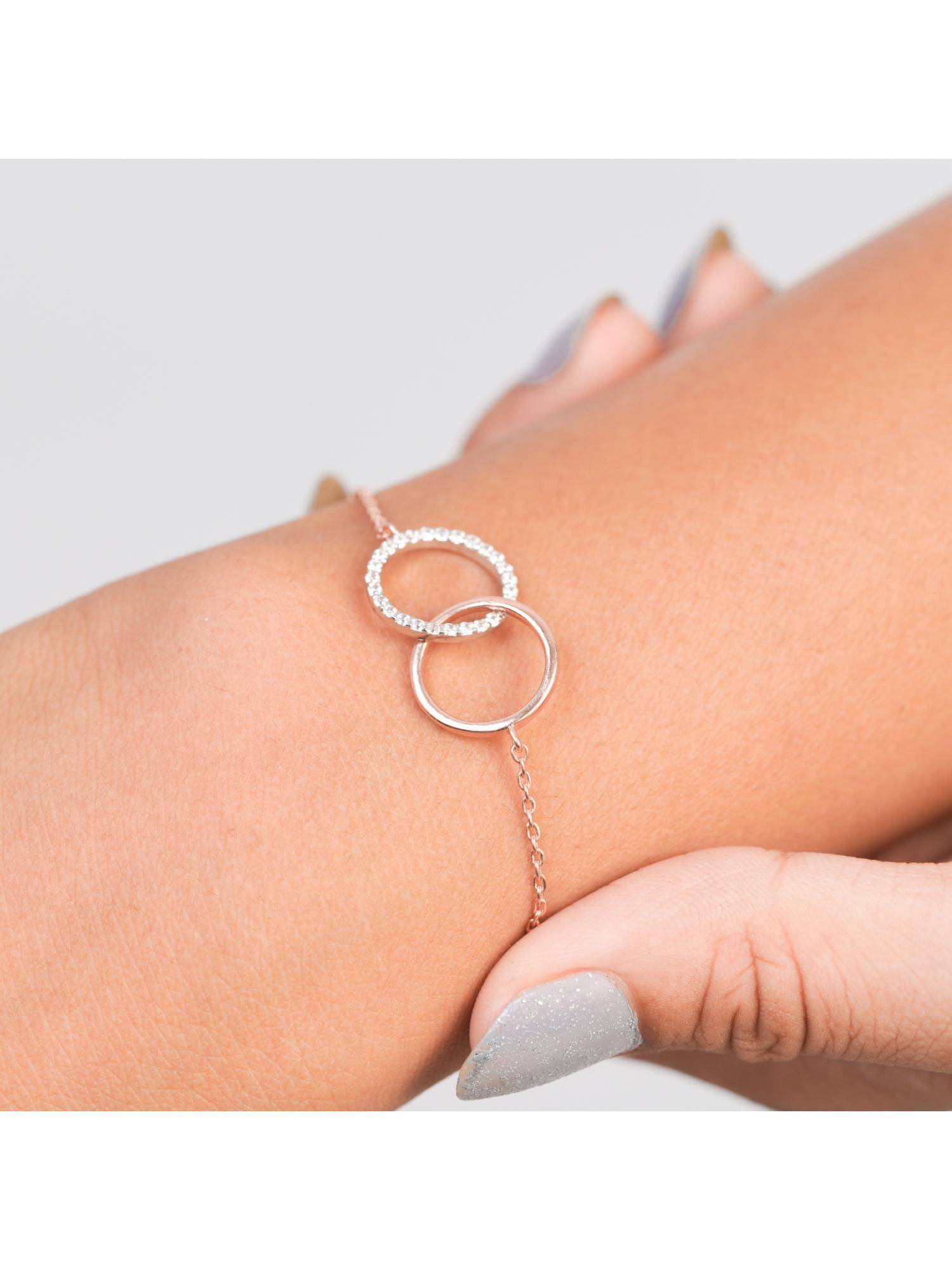 KIORAH Women 925 Sterling Silver Rose Gold Plated Bracelet