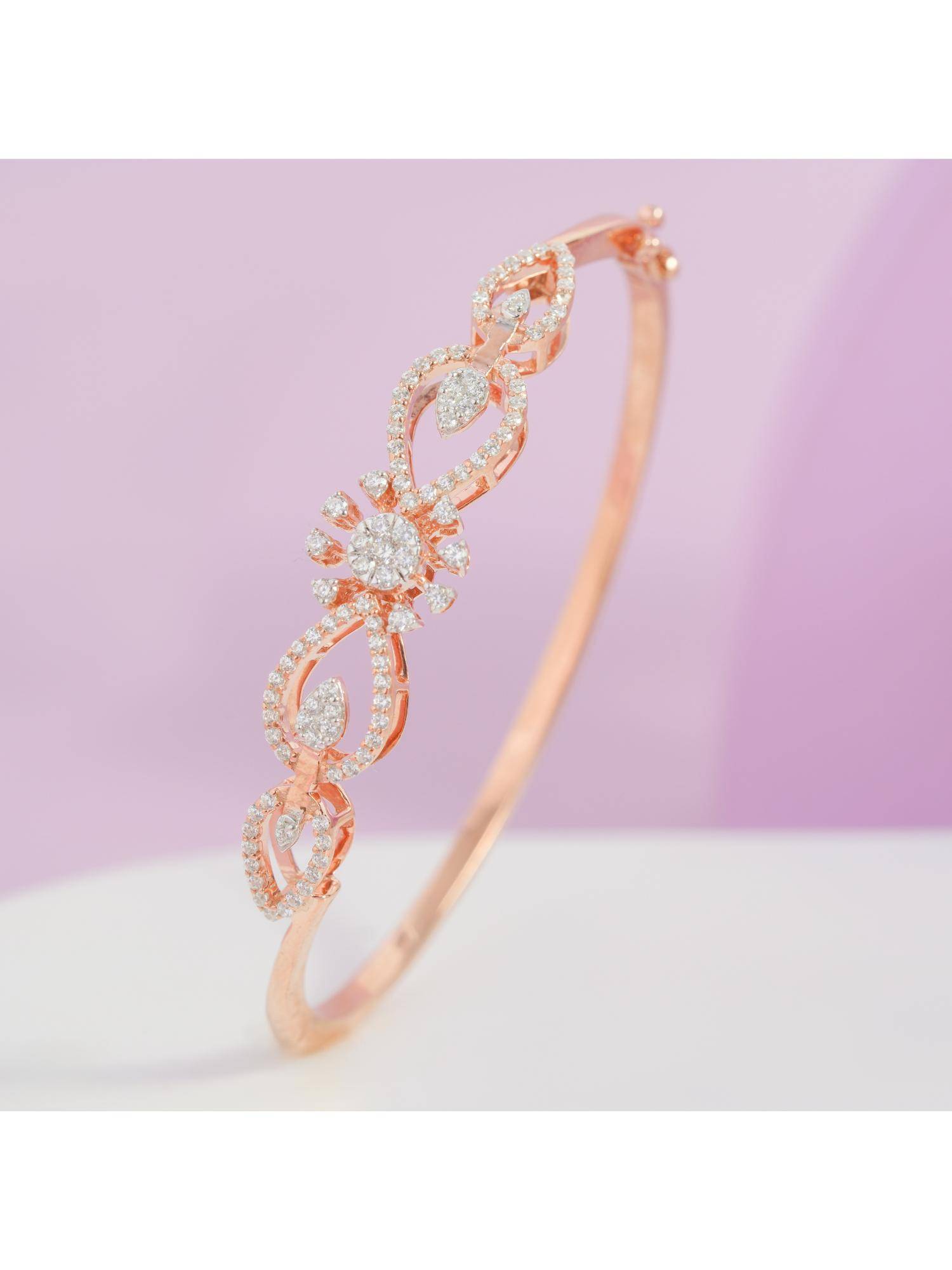 KIORAH Women 925 Sterling Silver Rose Gold Plated Floral Bracelet