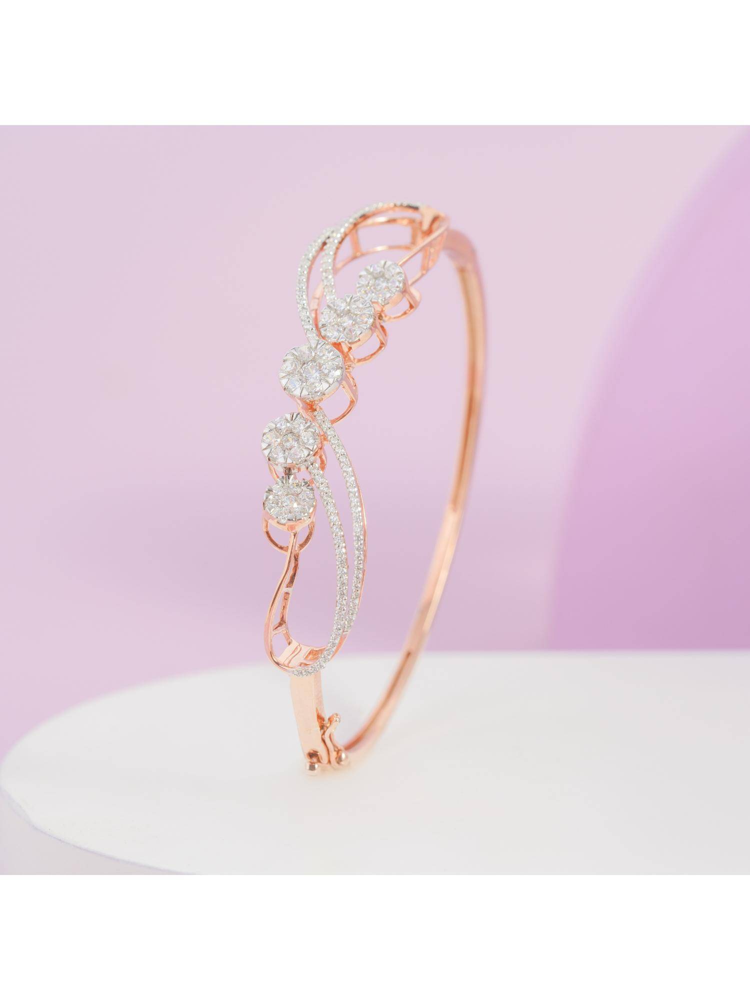 KIORAH Women 925 Sterling Silver Rose Gold Plated Diamond Bracelet