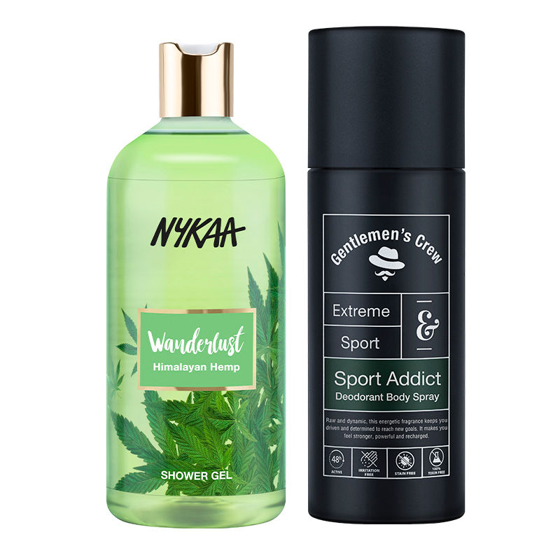 Gentlemen's Crew Deodorant Sport Addict + Nykaa Wanderlust Shower Gel