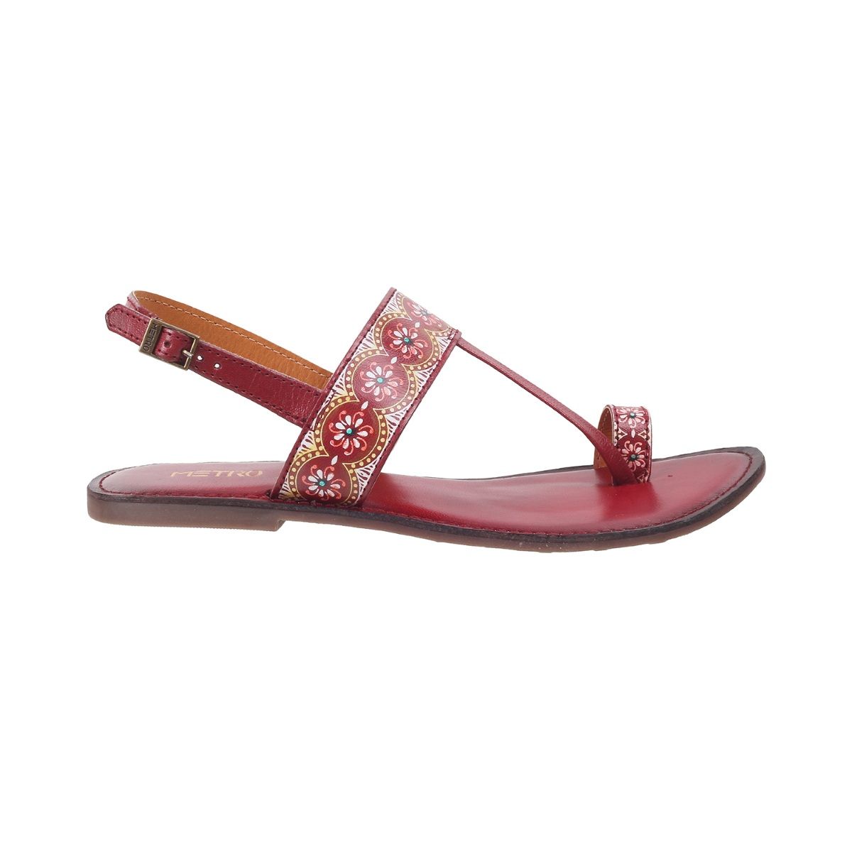 Ajrakh Flat Slippers Maroon