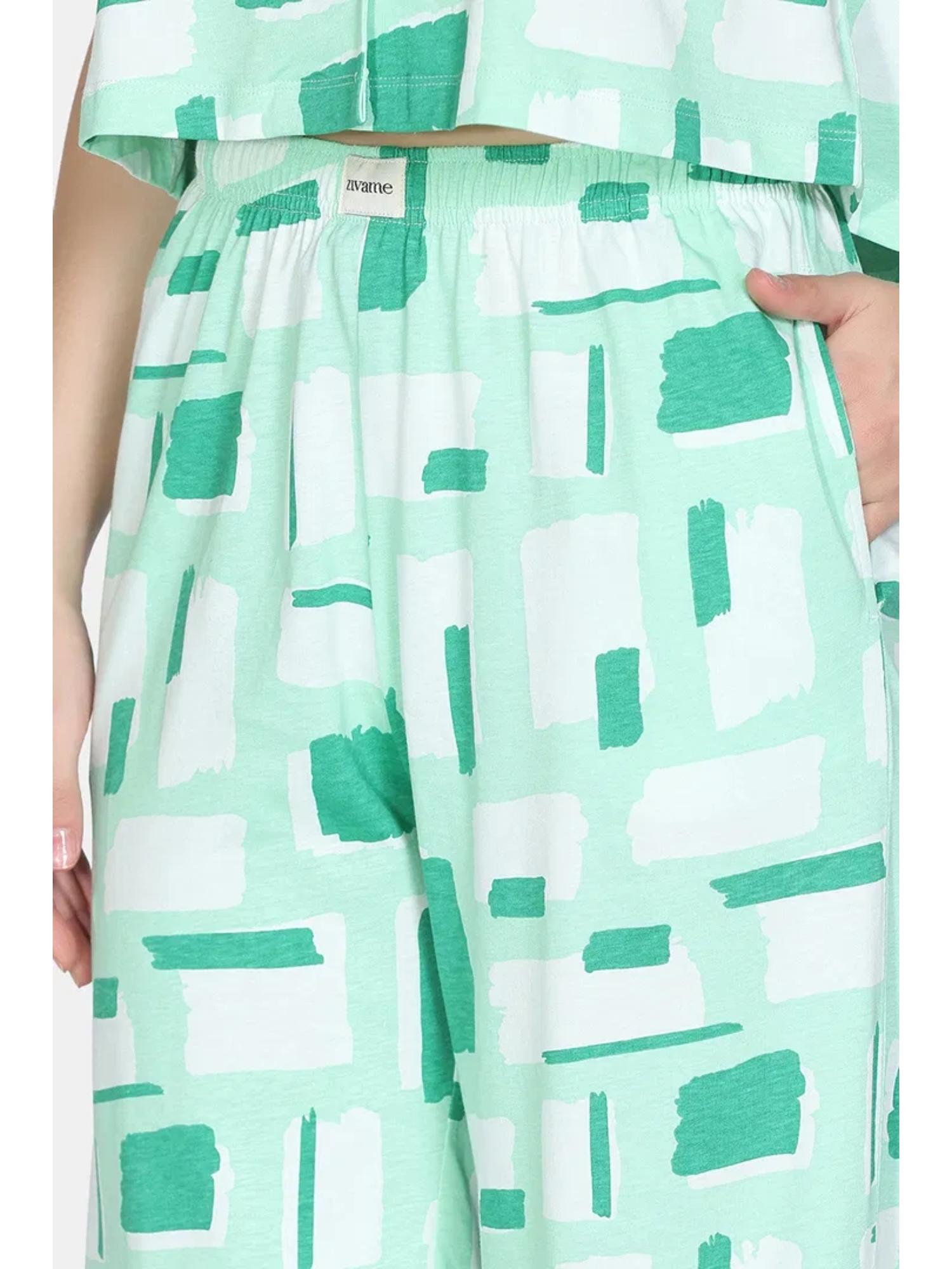 スリープスレンダーナイト Buy Zivame 2 Mile Fashion Knit Cotton Nightsuit - Brook Green Online