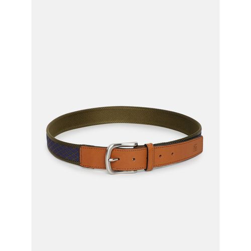 Buy Carlton London Men Navy Semi Formal Webbing Leather Belt Online