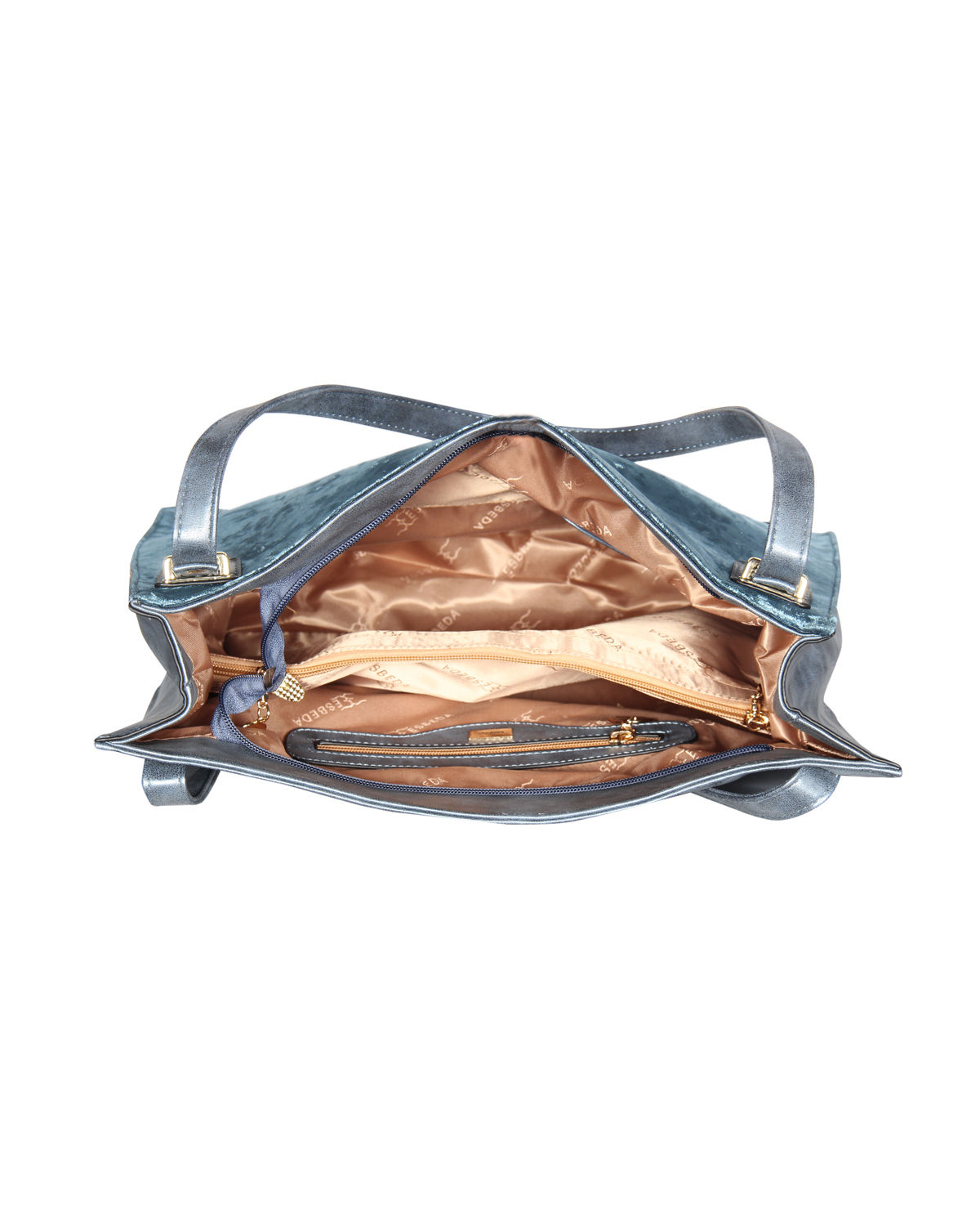 Buy Esbeda Blue Color Solid Pattern Upholstery Square Shaped Handbag Online