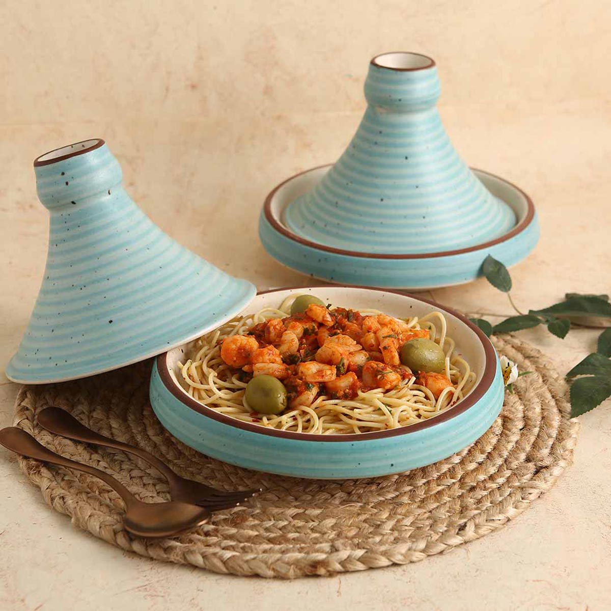 Wonderchef Teramo Stoneware 8 Inch Tagine Set Turquoise Blue Buy Wonderchef Teramo Stoneware