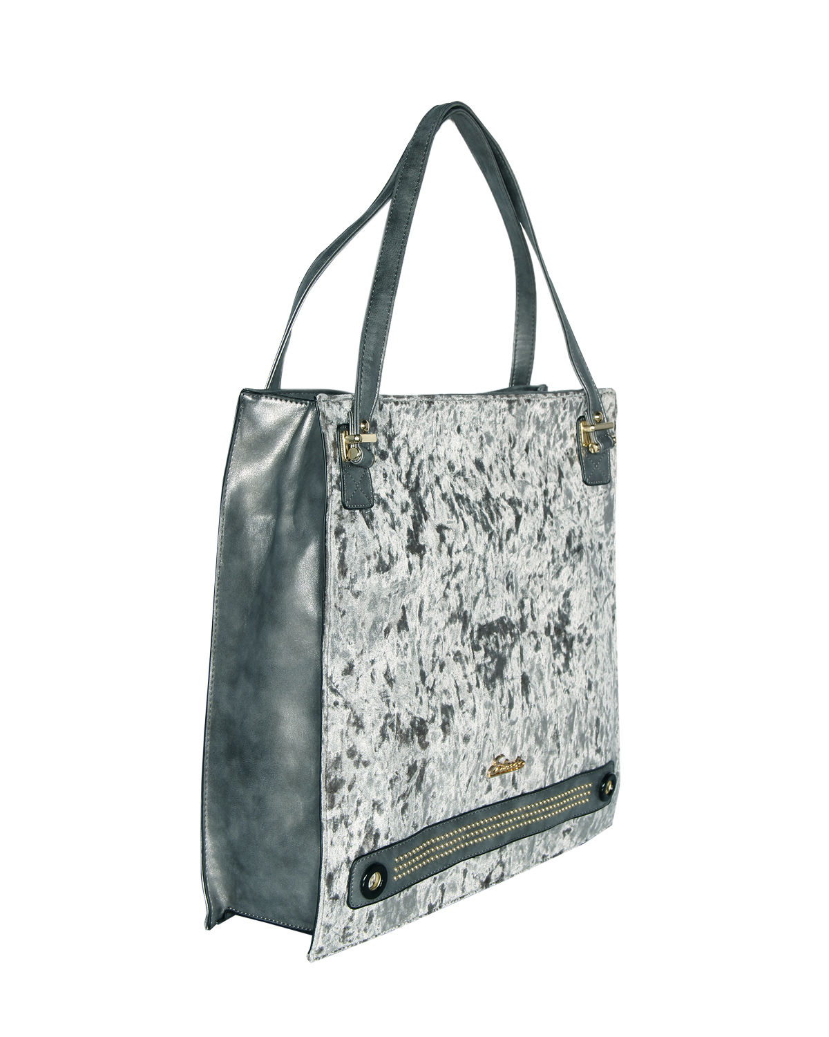 Buy Esbeda Silver Color Solid Pattern Upholstery Square Shaped Handbag