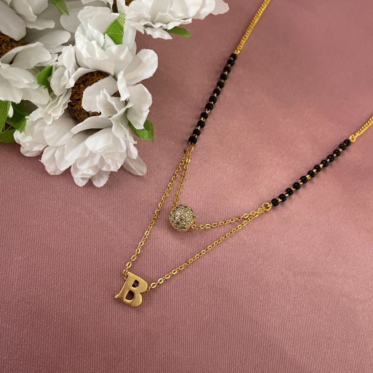 Buy Digital Dress Room B Letter AD Ball Pendant Mangalsutra Online