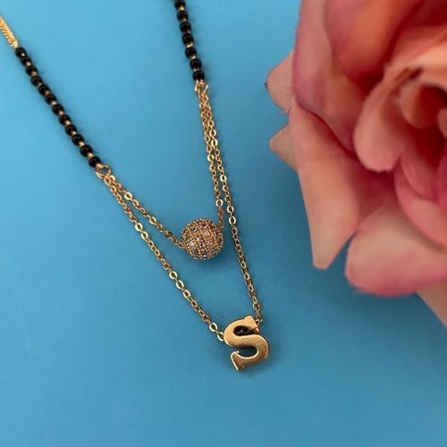Digital Dress Room S Letter AD Ball Pendant Mangalsutra