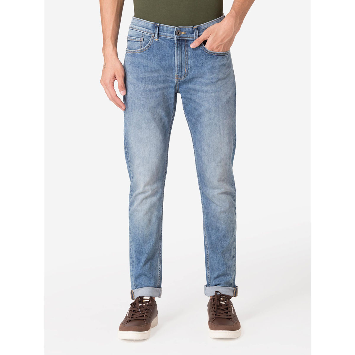 Buy Red Tape Men s Mid Blue Denim Jeans Online