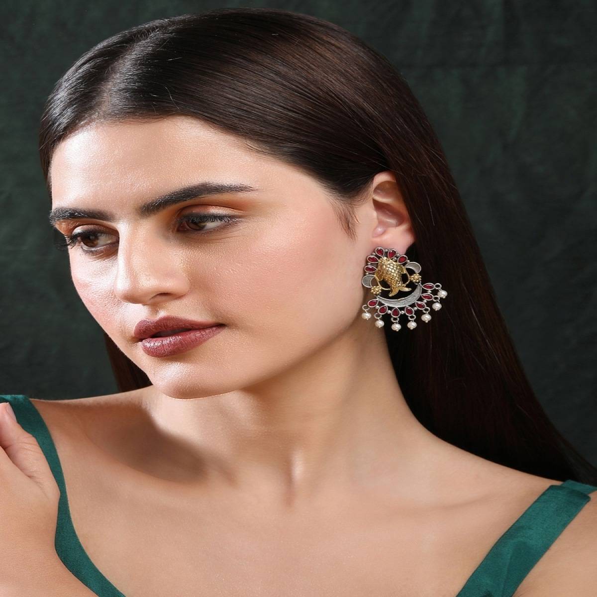 Aviana Elegant Oxidised Red Earring Set for Women and Girls