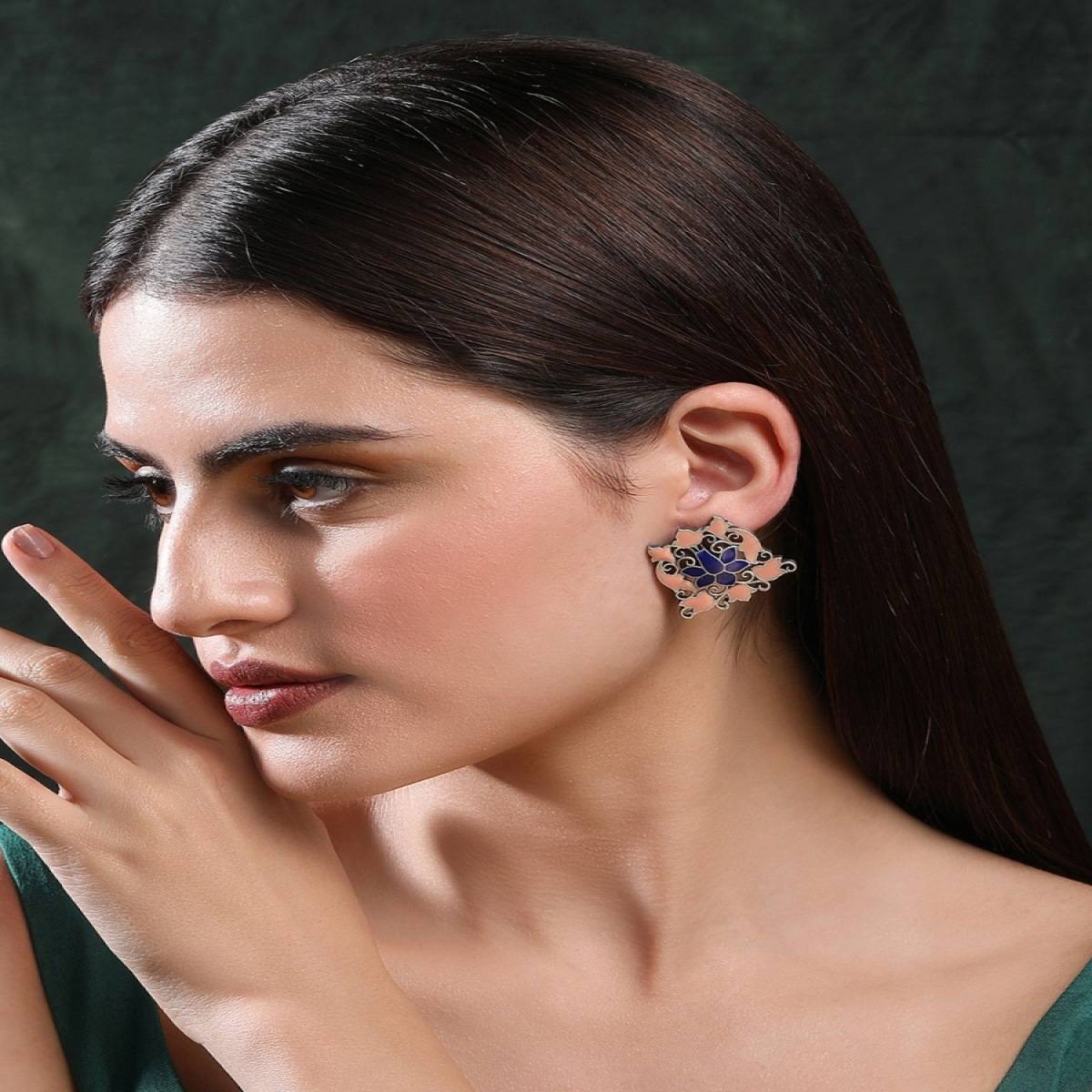 Aviana Elegant Oxidised Pink Earring Set for Women and Girls