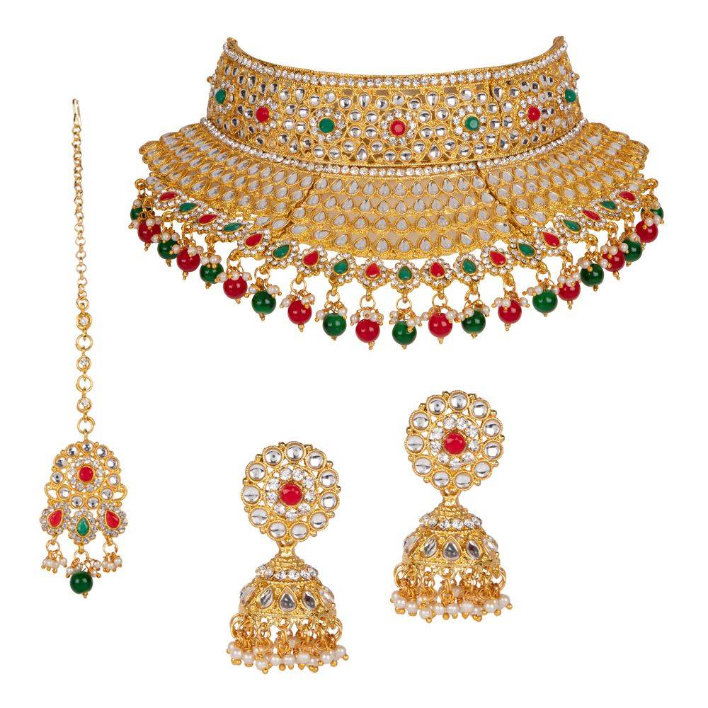 Anika's Creation Exclusive Kundan Chokar Jewellery Set With Maang Tikka for Women