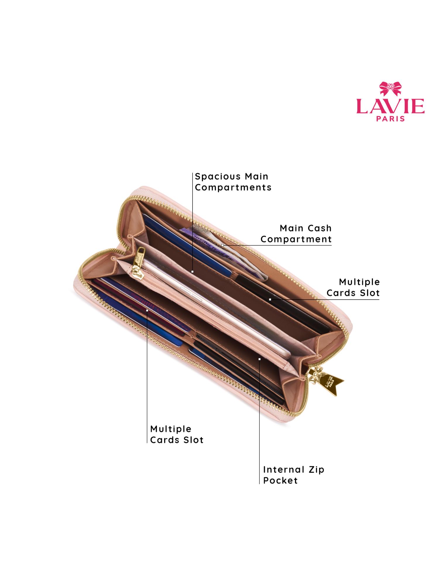 Buy Lavie Paris Women Peach Pli Elite Zip Around Wallet (L) Online