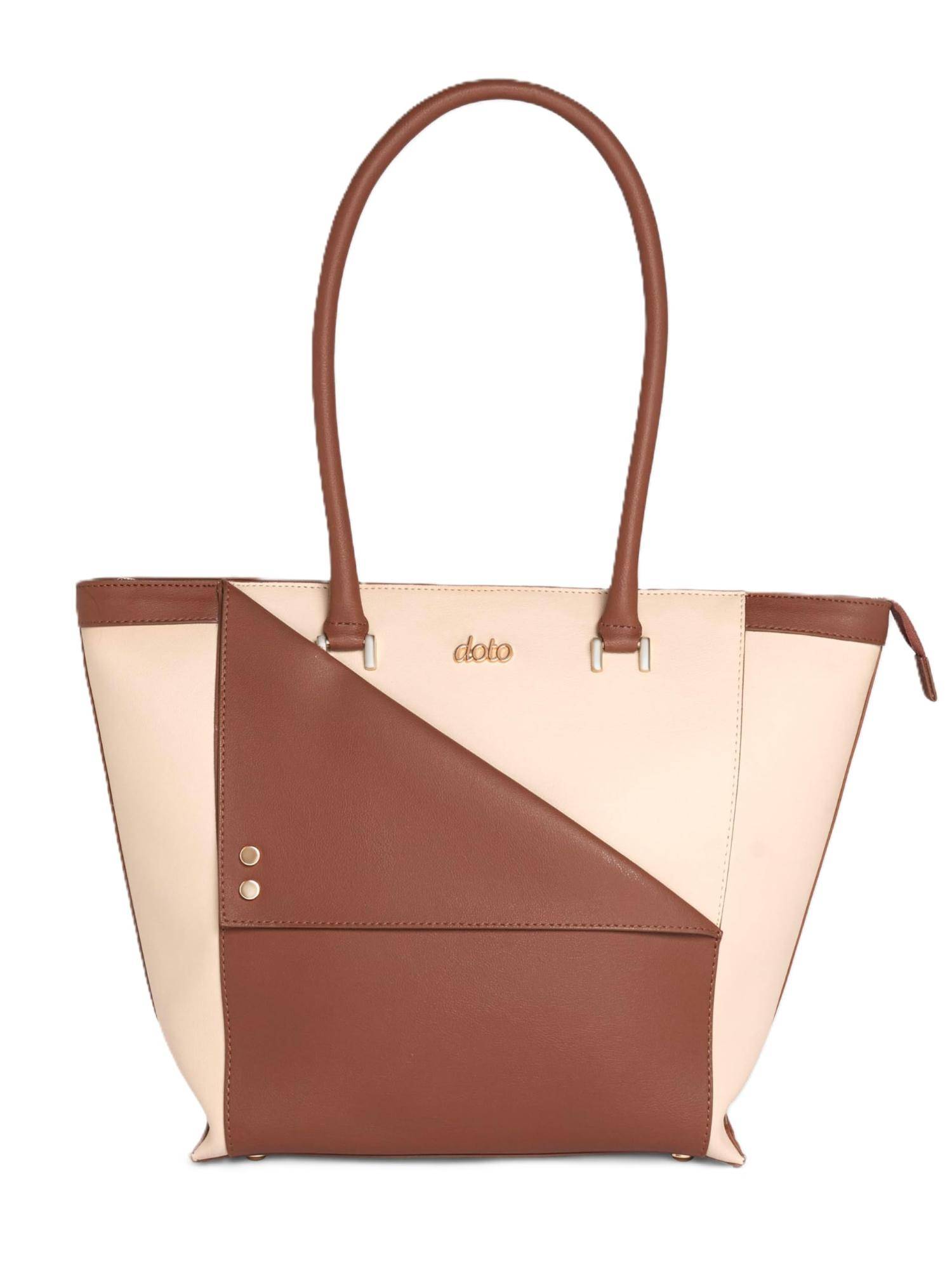 Everpret Women Beige-Tan Kojo Faux Leather Tote Bag with Pouch