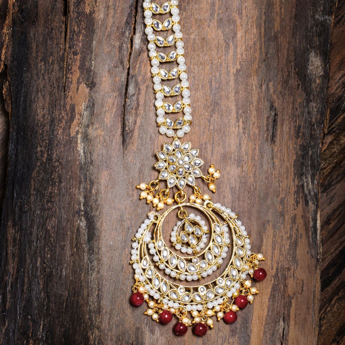 Gold kundan maang tikka Clearance