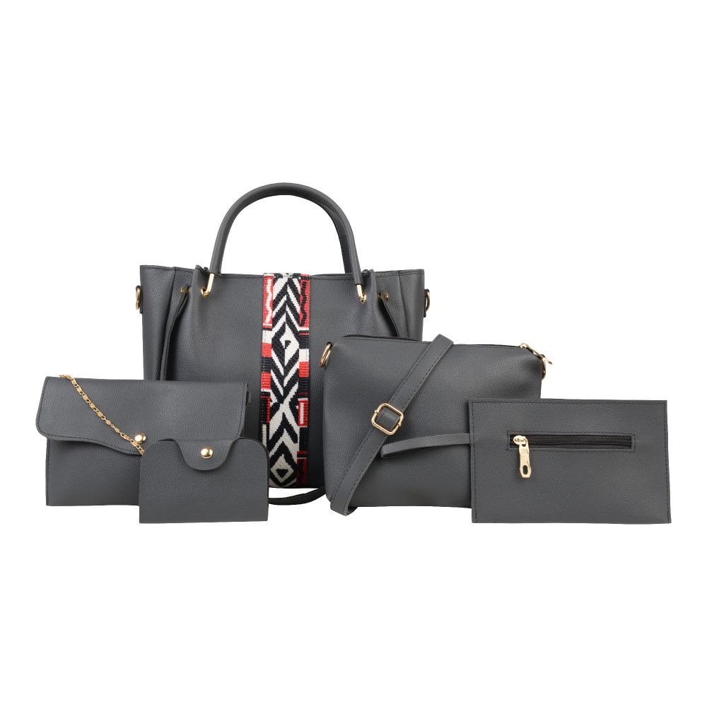 Buy Vivinkaa Leatherette Pack of 5 Embroidered with Tape Grey Sling Bag Online