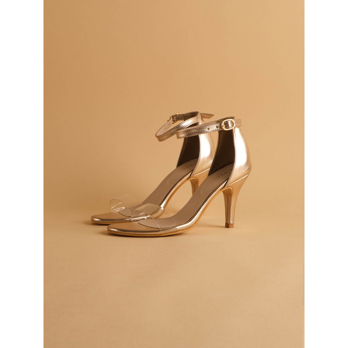 Rose gold heels clear strap new arrivals