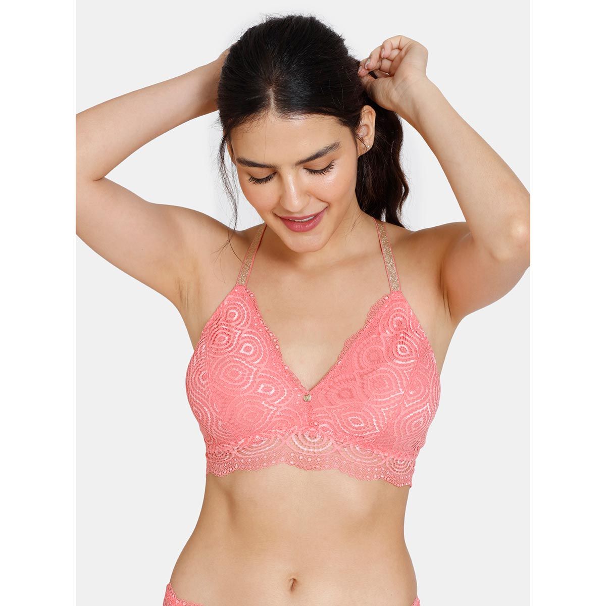 Zivame Girls Double Layered Non Wired Full Coverage Bralette - Love Pink