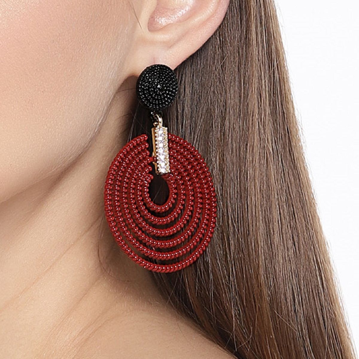 Beautiful handmade beaded Red black women earrings  Tinklehoops