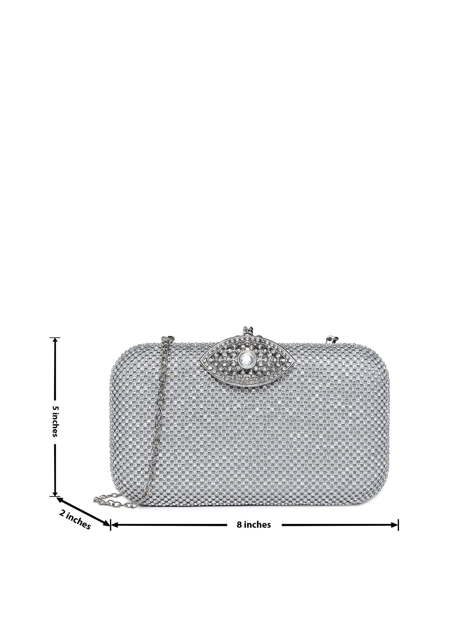 Silver clutch 2025 bag with strap
