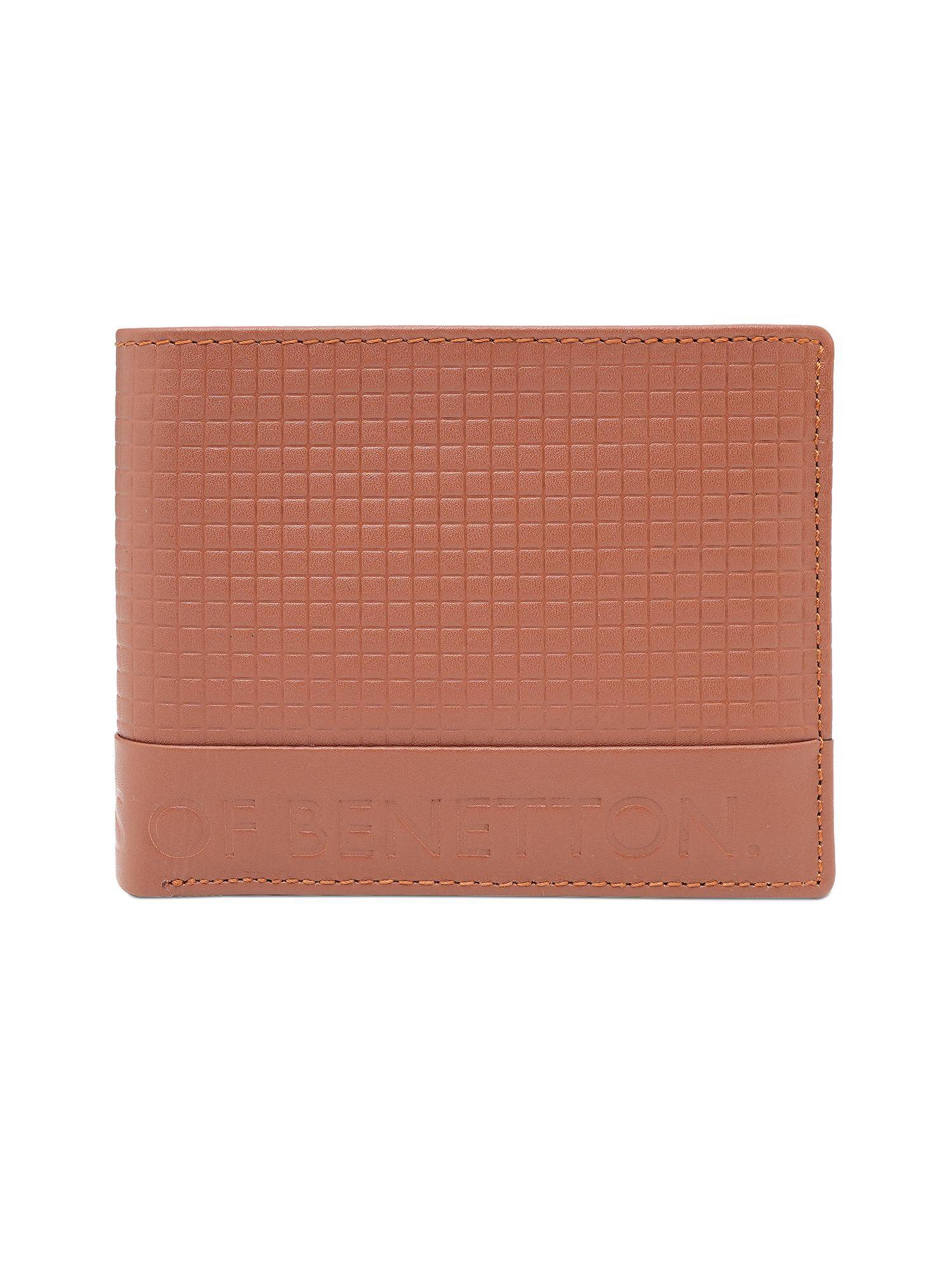 United Colors of Benetton Men's Pass case Leather Wallet Kildare - Tan