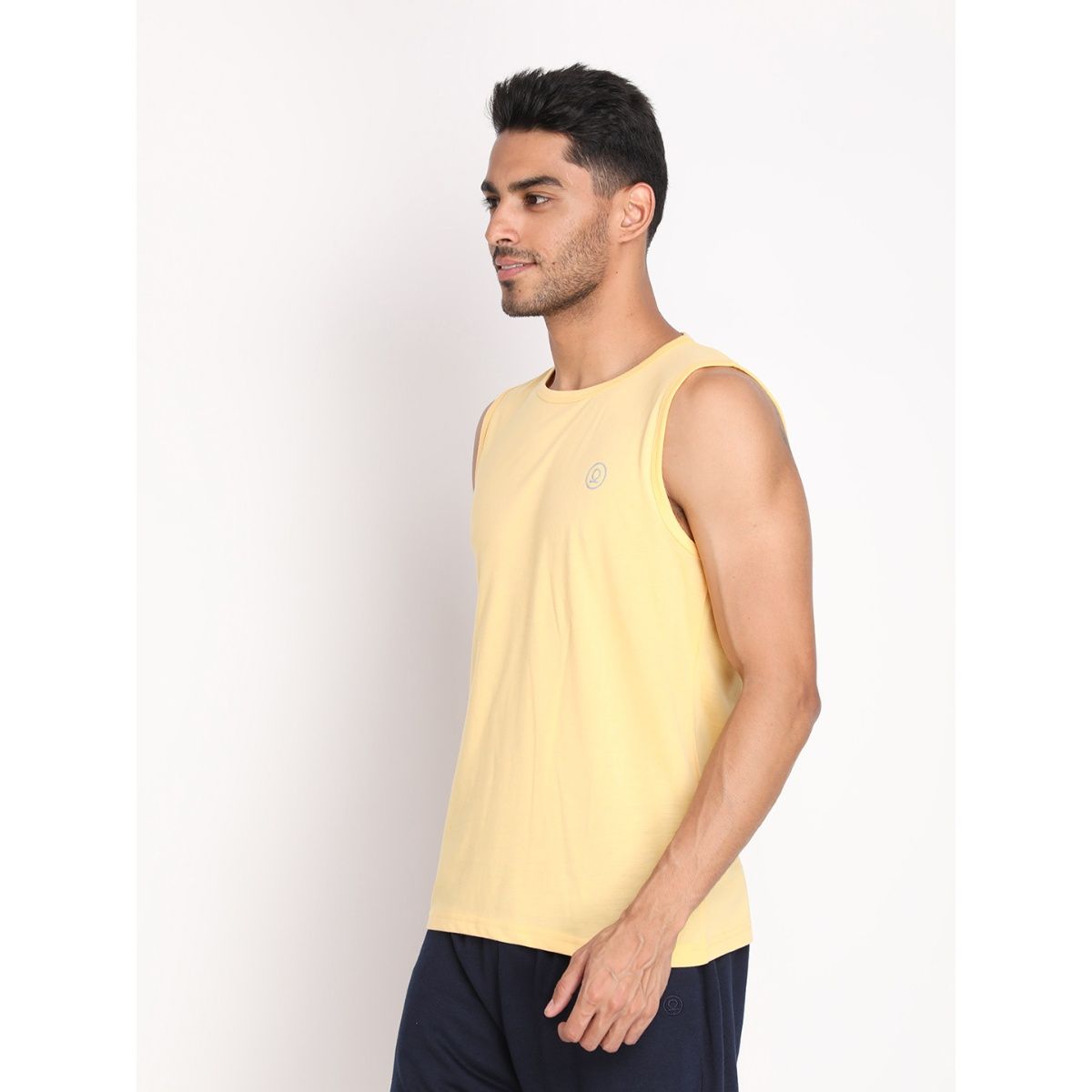 Chkokko Men Cotton Tank Tops Sleeveless Yellow Vest