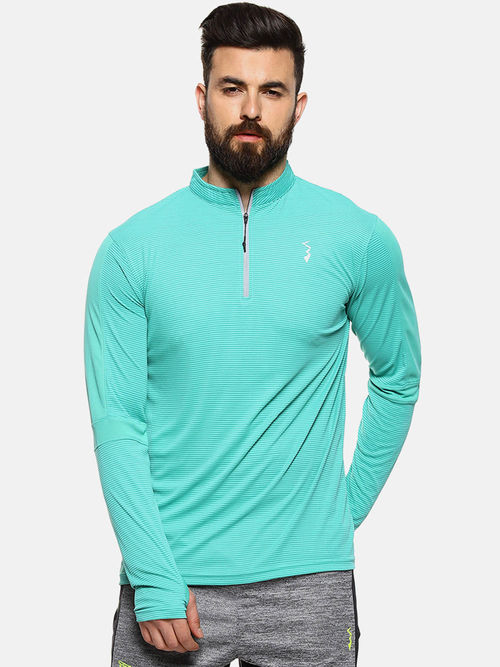 Buy Campus Sutra Men Sea Green Full Sleeve T-Shirt With Thumb Hole