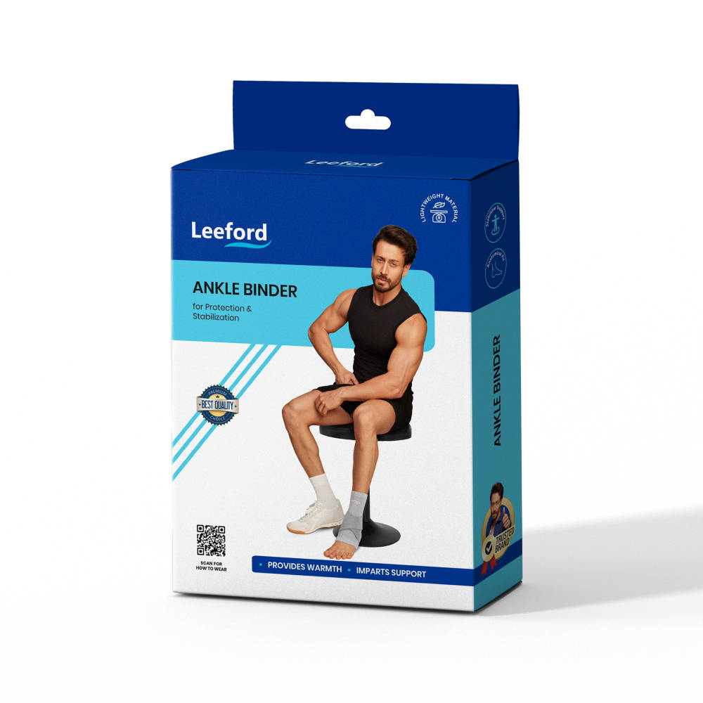 Leeford Ankle Binder Breathable Support For Sprains, Strains & Sports Injuries - L Size