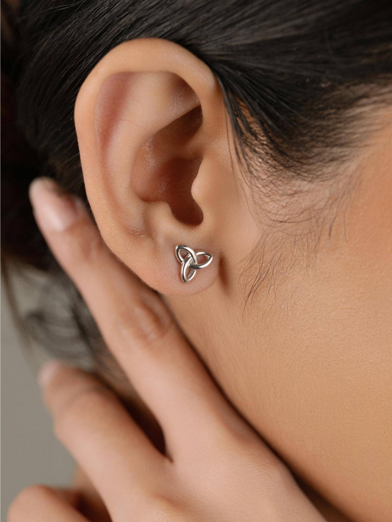 Nistra 925 Sterling Silver Celtic Aurora Studs Earrings