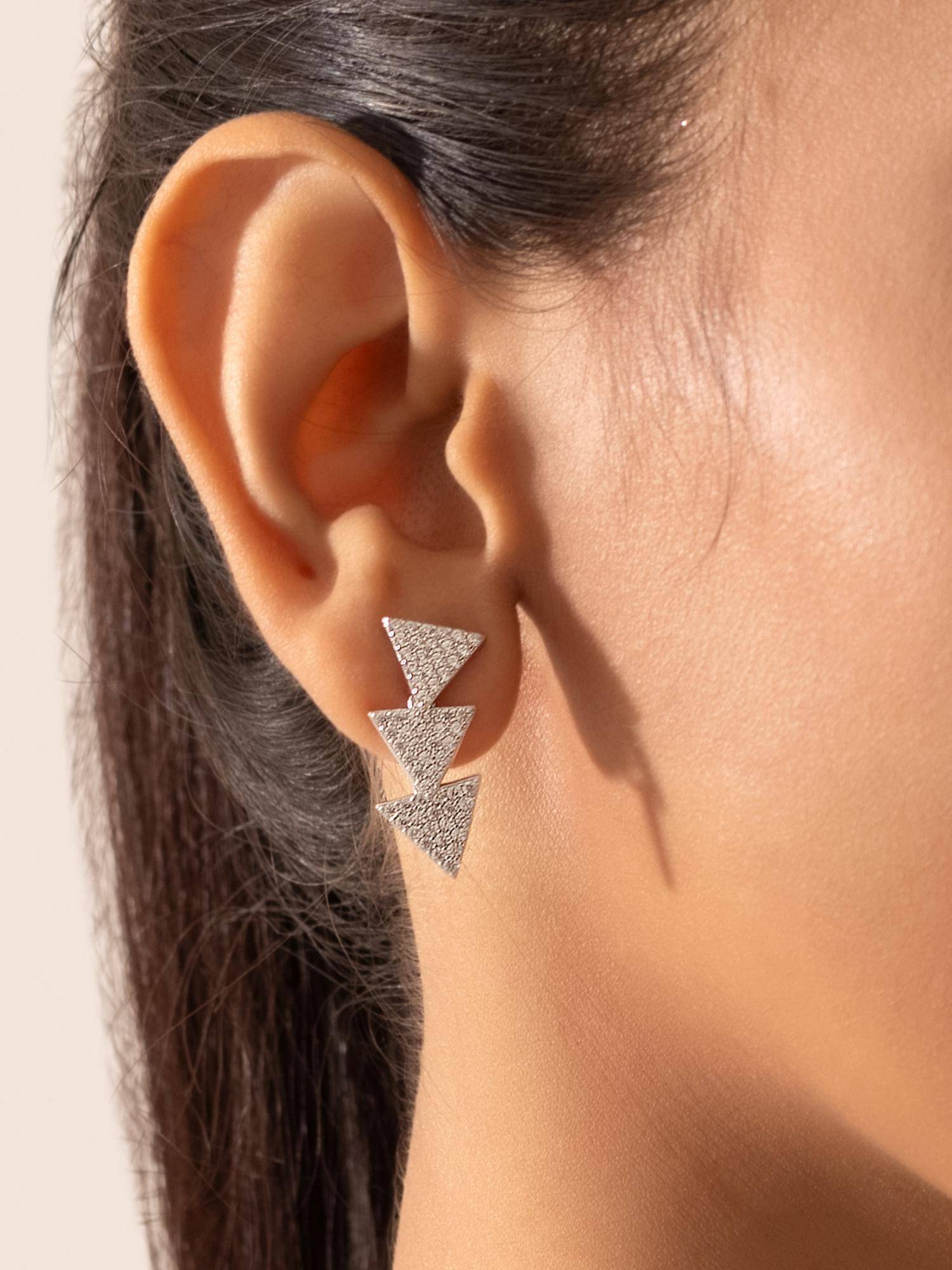 Nistra 925 Sterling Silver Triple Gleam Drop Earrings