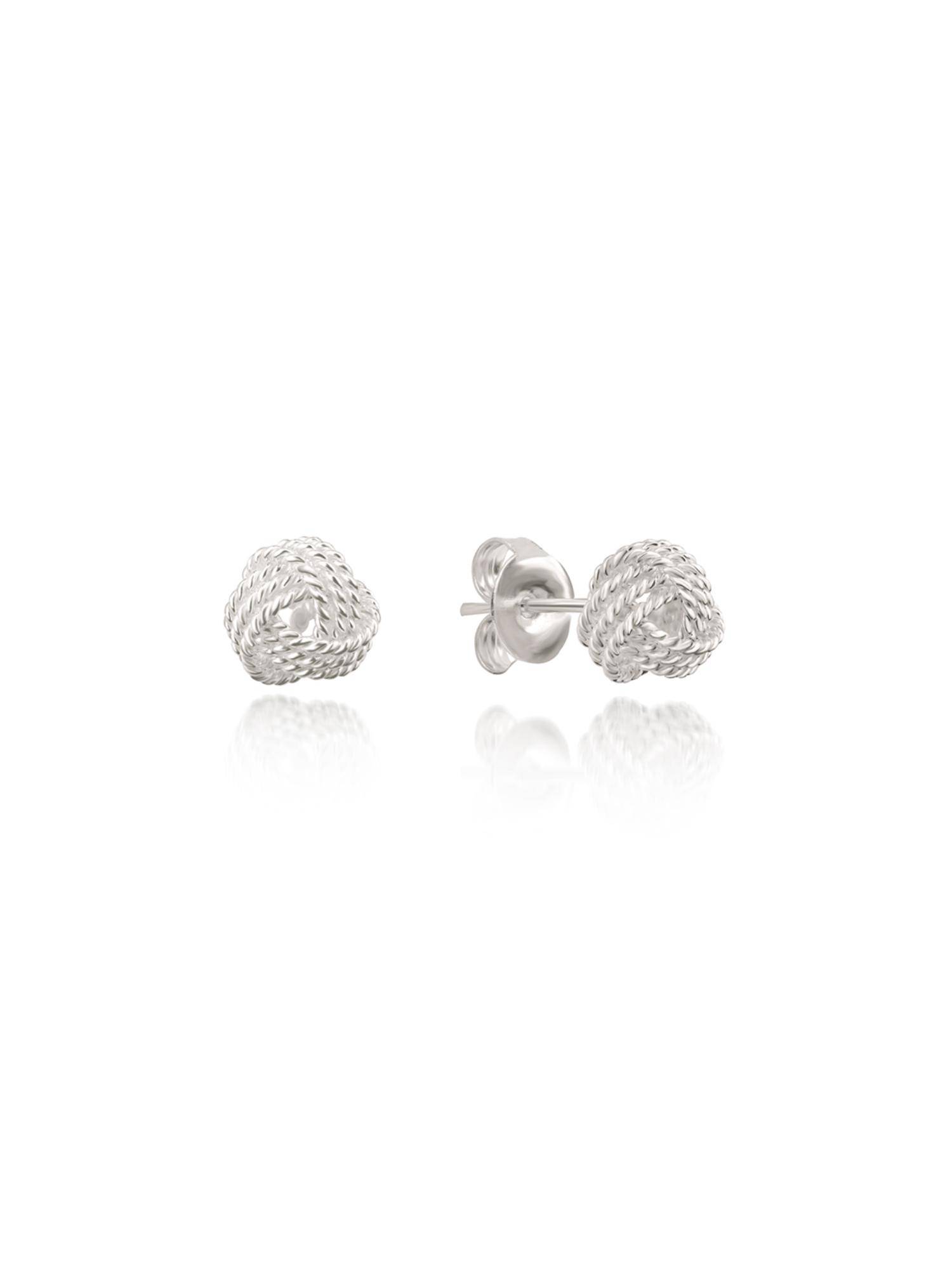 Nistra 925 Sterling Silver Tiny Knot Orbs Studs Earrings