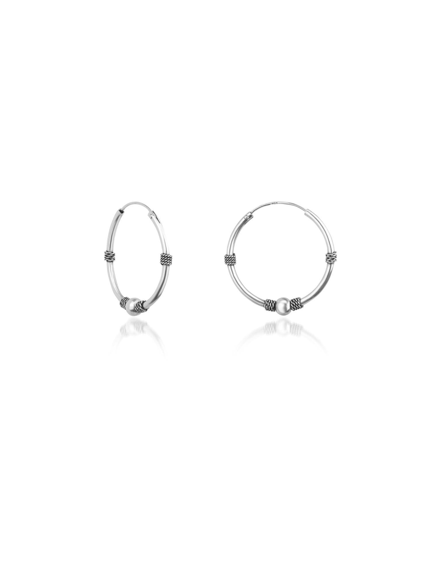 Nistra 925 Sterling Silver Timeless Chic Oxidised Hoops Earrings