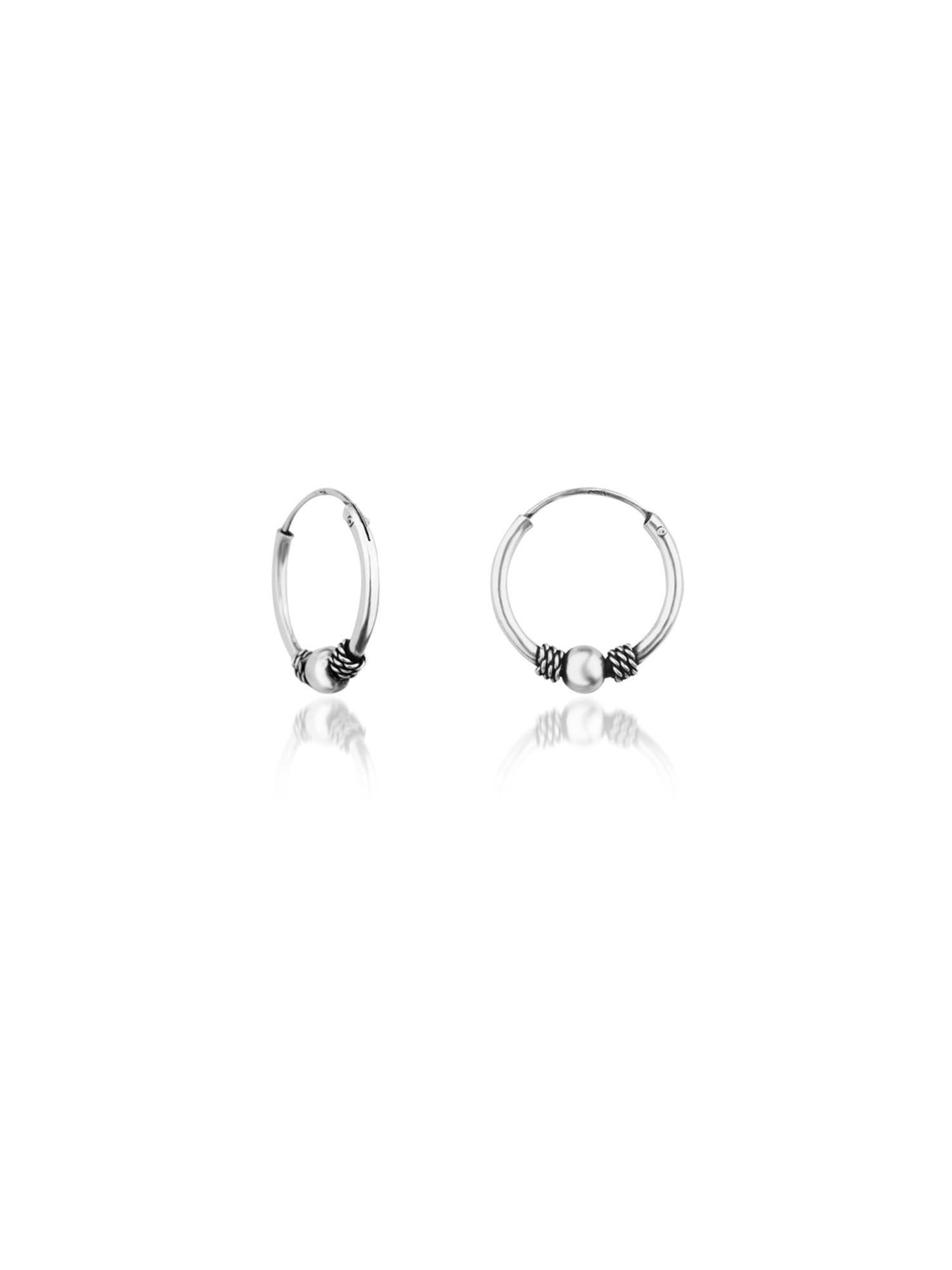 Nistra 925 Sterling Silver Twilight Whisper Oxidised Hoops Earrings