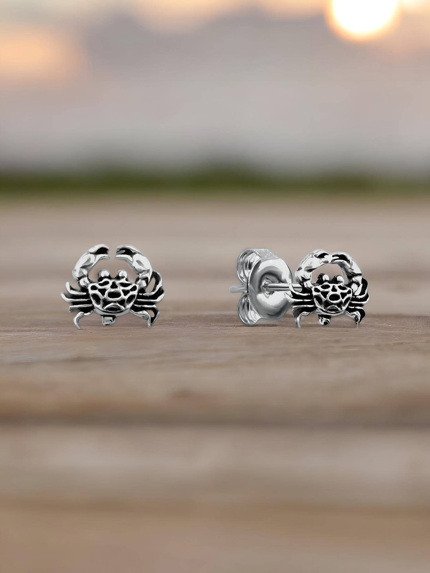 Nistra 925 Sterling Silver Sting Oxidised Stud Earrings