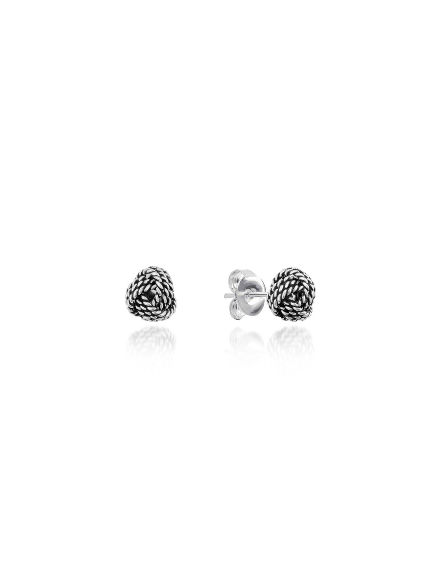 Nistra 925 Sterling Silver Oxidized Mini Ball Studs Earrings
