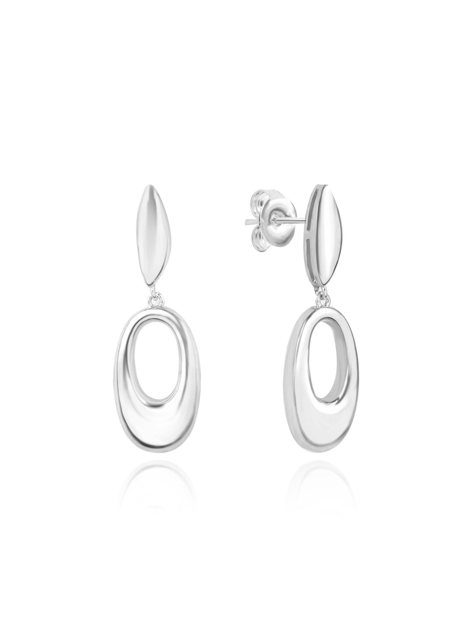 Nistra 925 Sterling Silver Flair Oval Drop Earrings