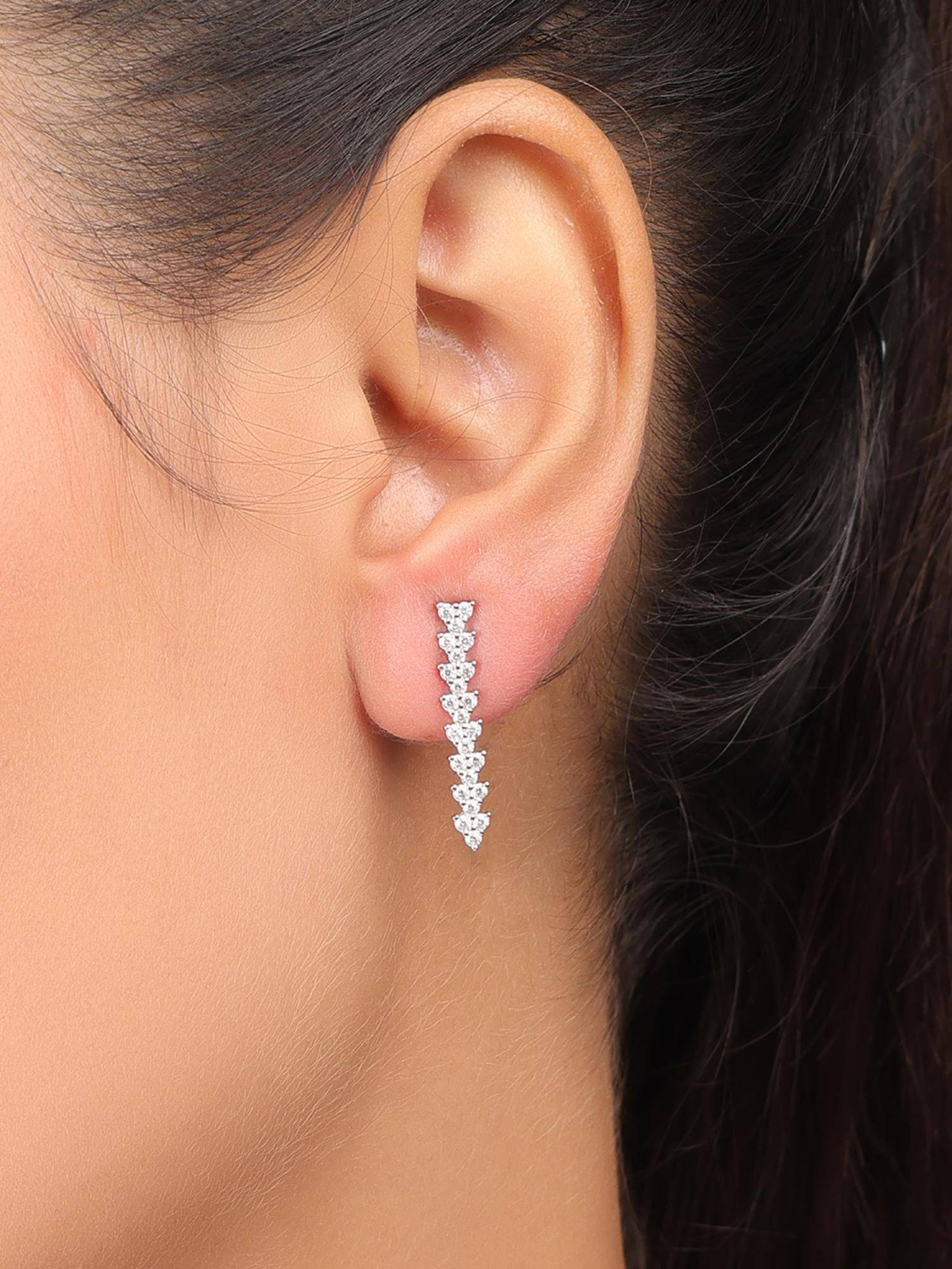 Nistra 925 Sterling Silver Cascading Long Drop Earrings