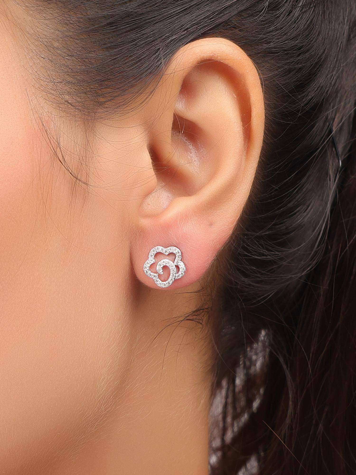 Nistra 925 Sterling Silver Floral Earrings