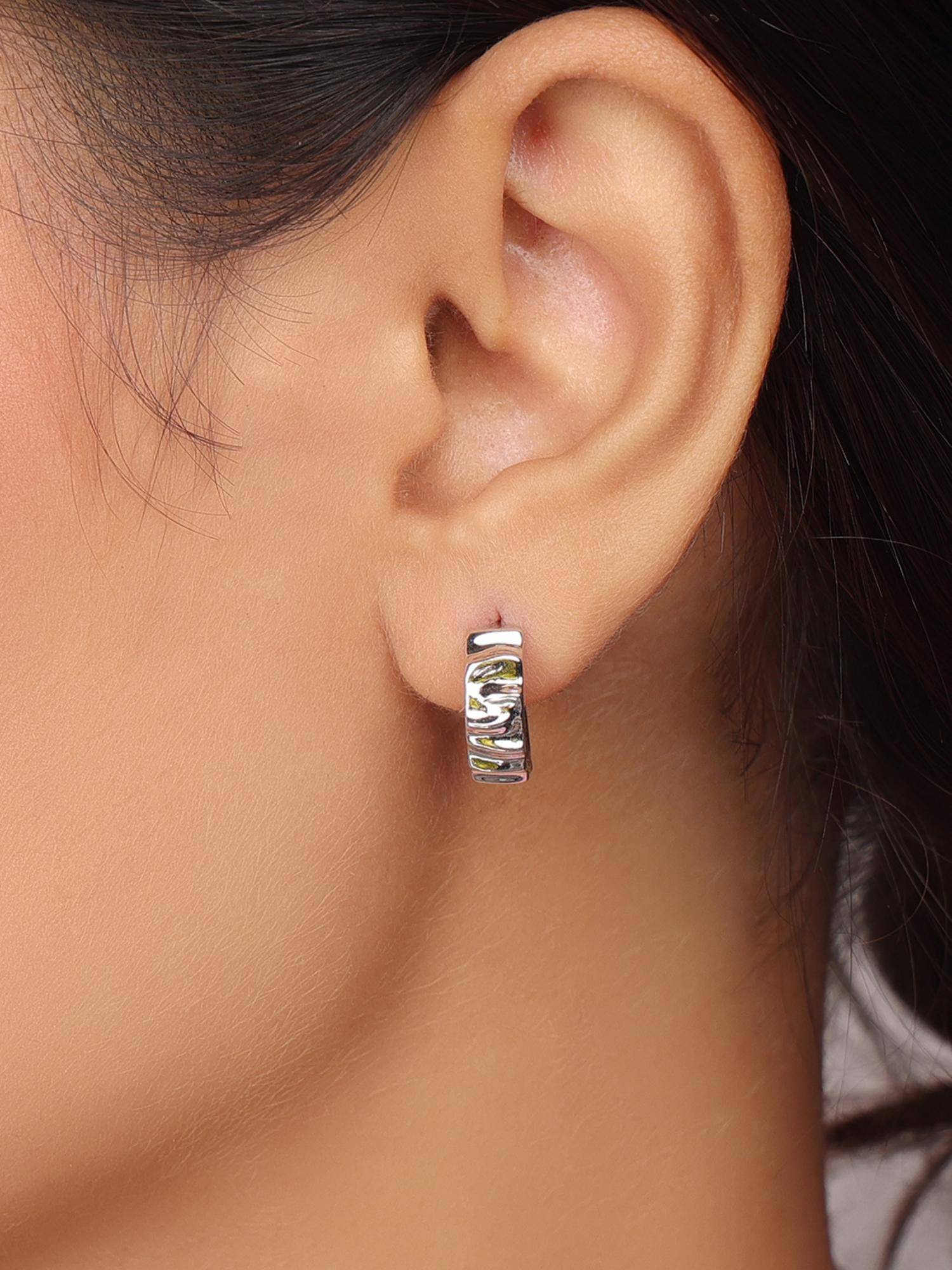 Nistra 925 Sterling Silver Sublime Power Huggies Earrings