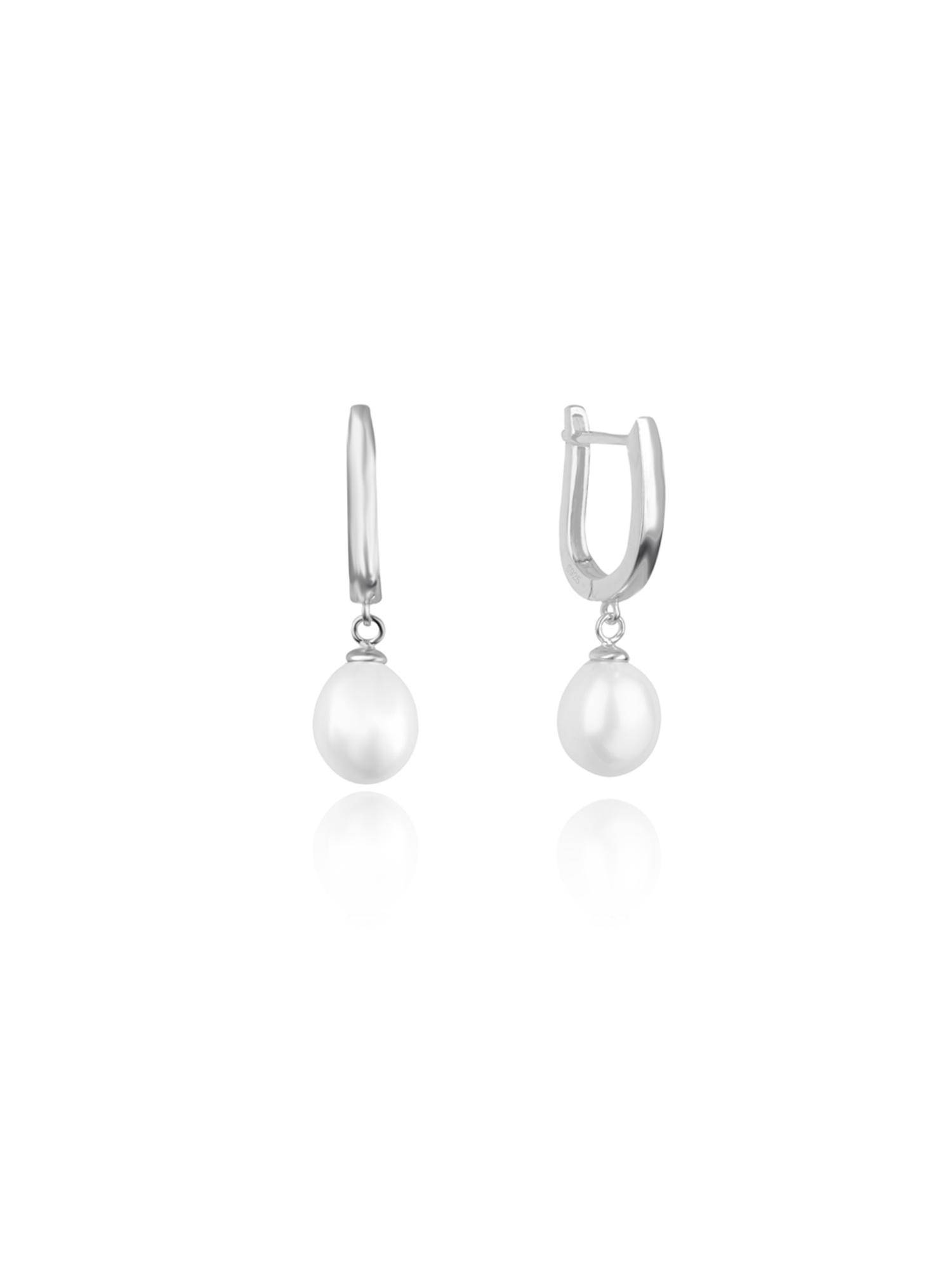 Nistra 925 Sterling Silver Pearl Timeless Gentles Drop Earrings