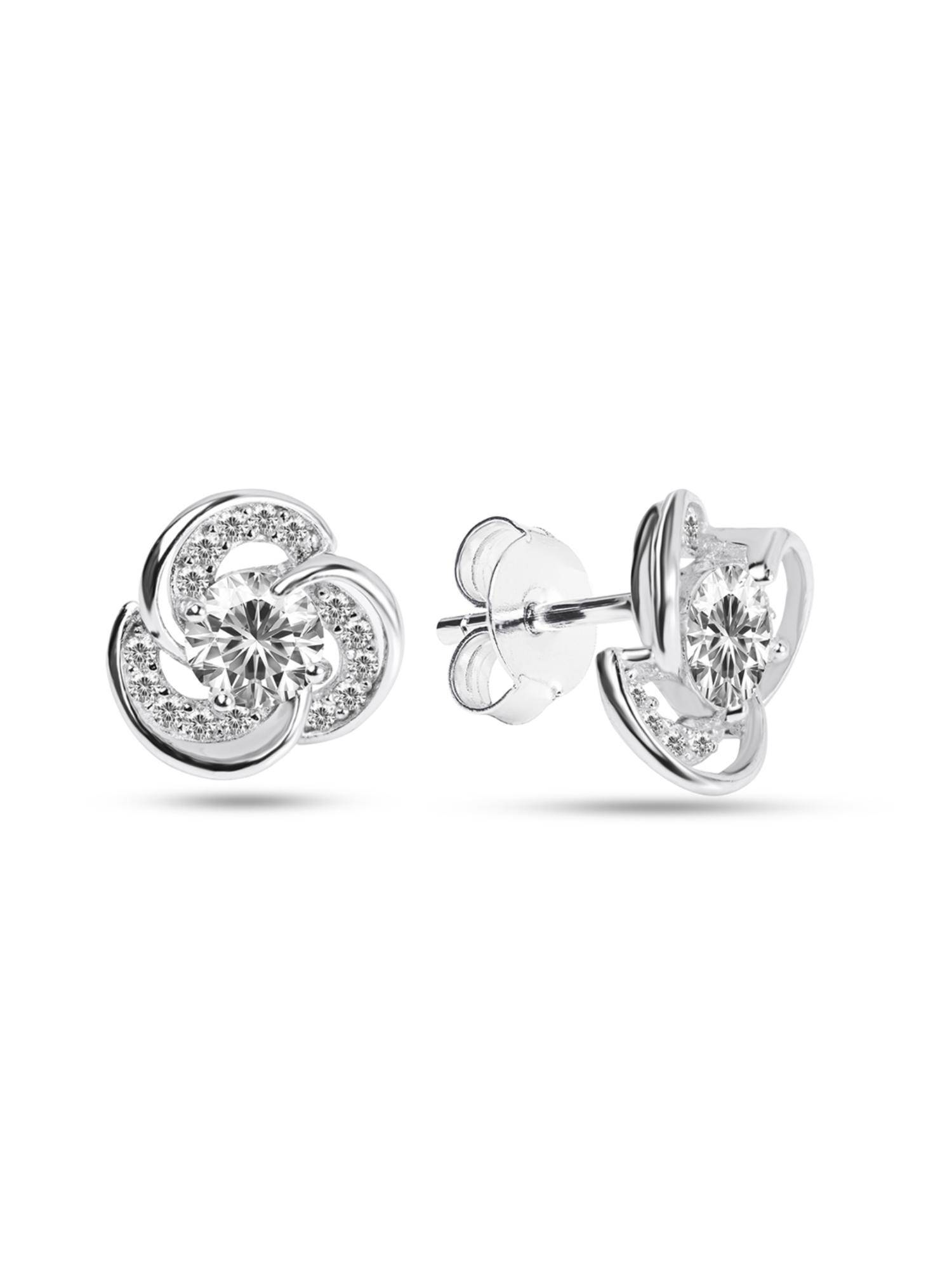 Nistra 925 Sterling Silver Gem Bloom Studs Earrings