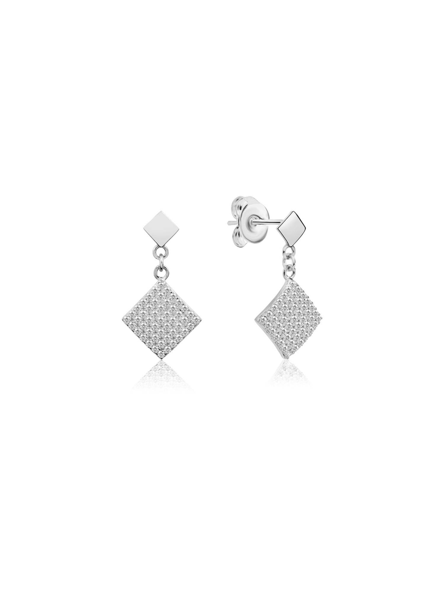Nistra 925 Sterling Silver Quadrilateral Quartz Drop Earrings