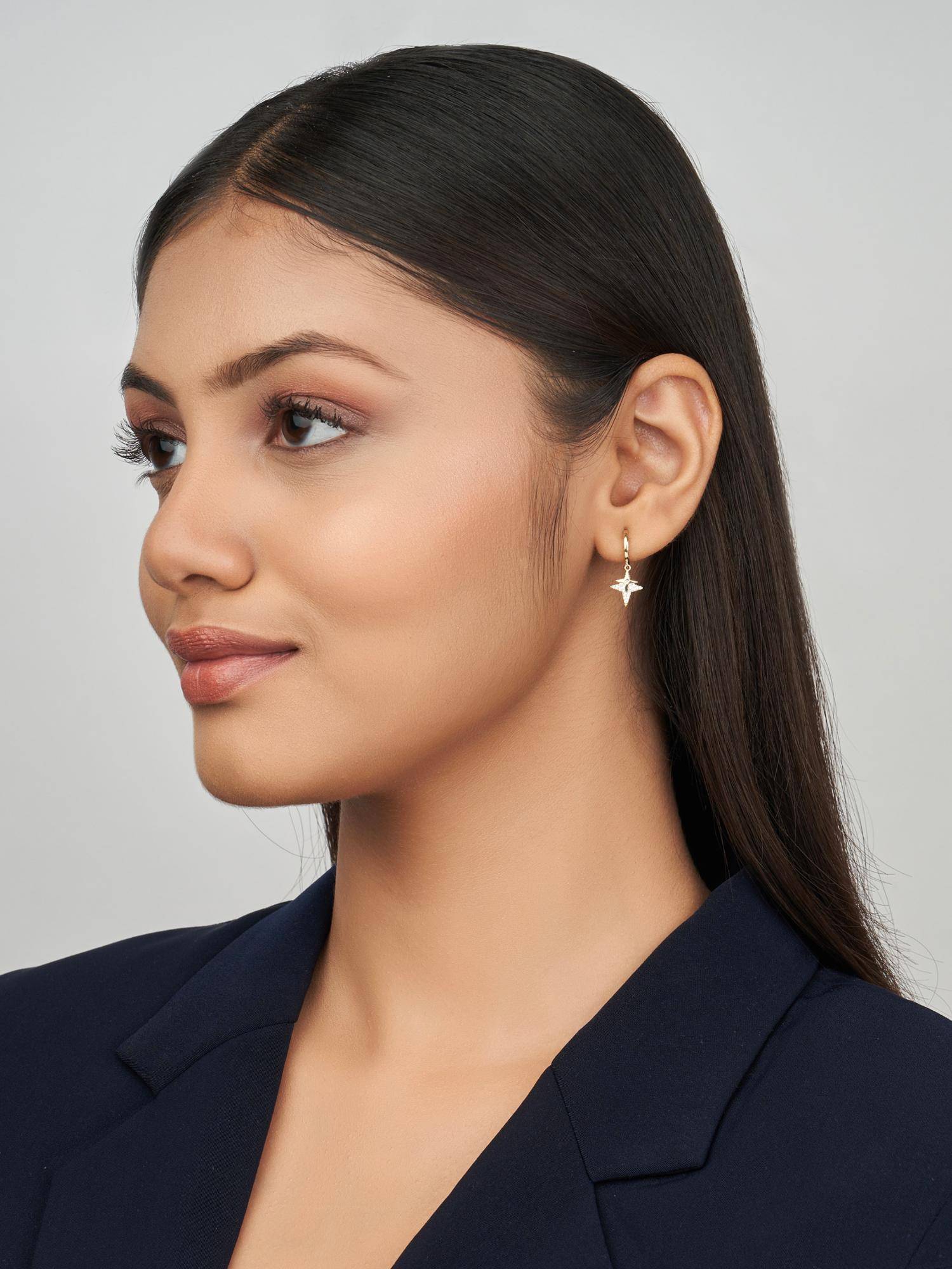 Nistra 925 Sterling Silver Ninja Edge Earrings